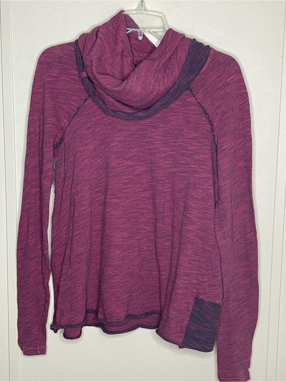 Free People Beach Cocoon cowl neck plum pullover GUC size S/M